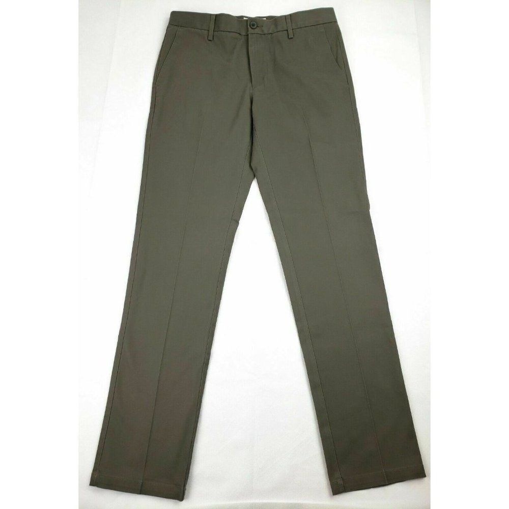 Goodthreads Mens Black Slim Fit Flat Front Slash Pocket Chino Pant Sz 33W X 32L